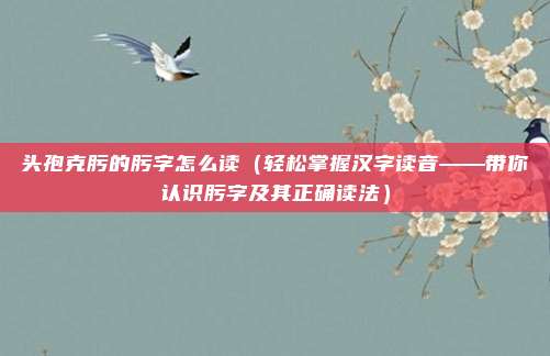 头孢克肟的肟字怎么读(轻松掌握汉字读音——带你认识肟字及其正确读法)