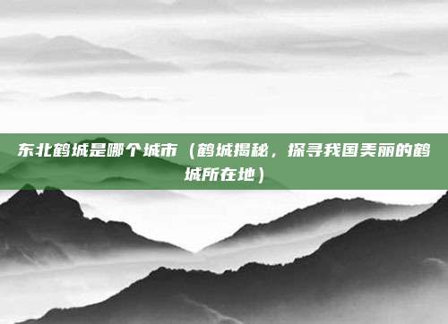 东北鹤城是哪个城市(鹤城揭秘,探寻我国美丽的鹤城所在地)
