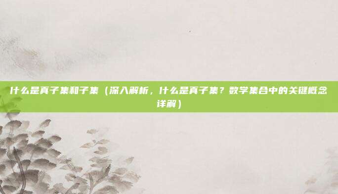 什么是真子集和子集(深入解析,什么是真子集?数学集合中的关键概念详解)