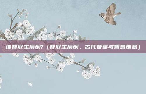 谁智取生辰纲?(智取生辰纲,古代奇谋与智慧结晶)