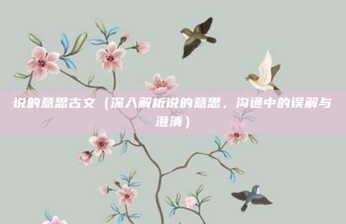 说的意思古文(深入解析说的意思,沟通中的误解与澄清)