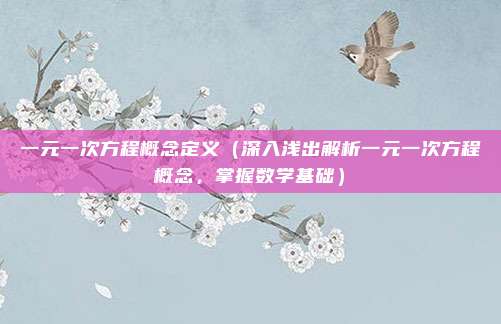 一元一次方程概念定义(深入浅出解析一元一次方程概念,掌握数学基础)