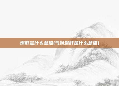 爆肝是什么意思(气到爆肝是什么意思)