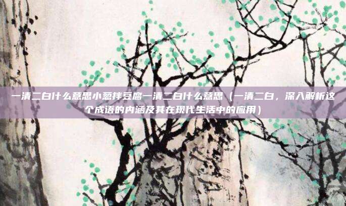 一清二白什么意思小葱拌豆腐一清二白什么意思(一清二白,深入解析这个成语的内涵及其在现代生活中的应用)
