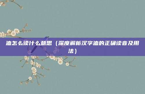 洫怎么读什么意思(深度解析汉字洫的正确读音及用法)
