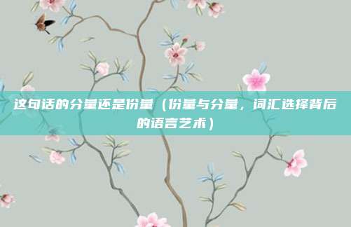 这句话的分量还是份量（份量与分量，词汇选择背后的语言艺术）