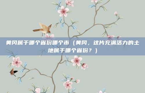 黄冈属于哪个省份哪个市(黄冈,这片充满活力的土地属于哪个省份?)