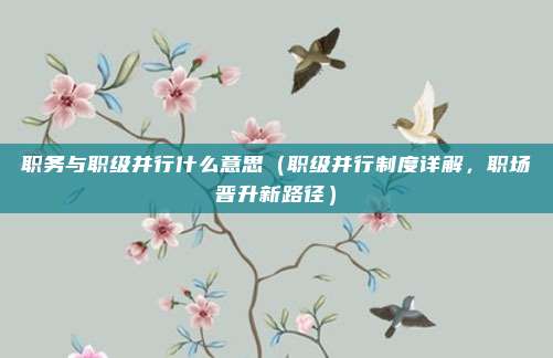 职务与职级并行什么意思(职级并行制度详解,职场晋升新路径)