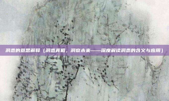 洞悉的意思解释(洞悉真相,洞察未来——深度解读洞悉的含义与应用)