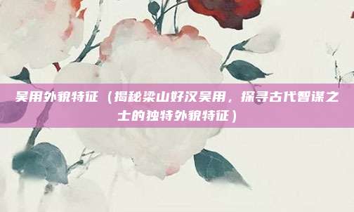 吴用外貌特征(揭秘梁山好汉吴用,探寻古代智谋之士的独特外貌特征)