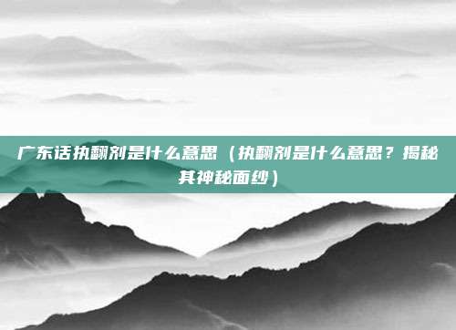 广东话执翻剂是什么意思(执翻剂是什么意思?揭秘其神秘面纱)