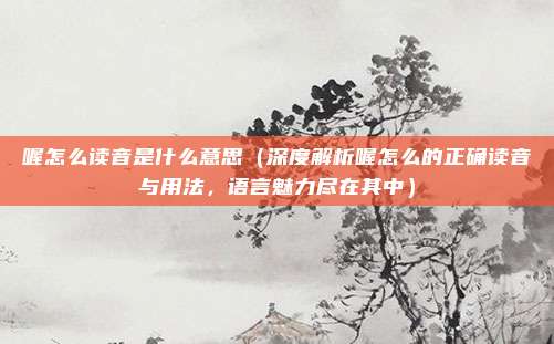 喔怎么读音是什么意思(深度解析喔怎么的正确读音与用法,语言魅力尽在其中)