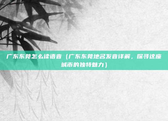广东东莞怎么读语音(广东东莞地名发音详解,探寻这座城市的独特魅力)