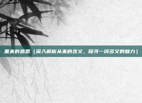 重来的意思(深入解析从来的含义,探寻一词多义的魅力)