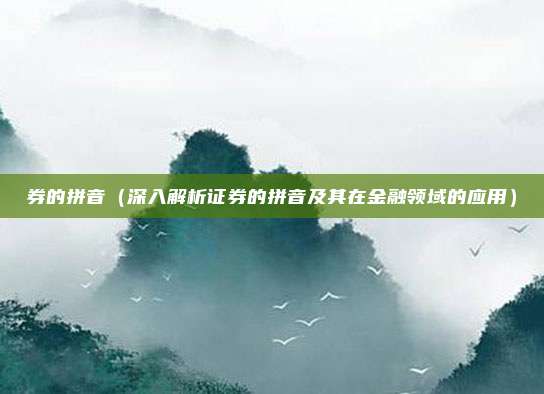 券的拼音(深入解析证券的拼音及其在金融领域的应用)