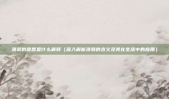 薄弱的意思是什么解释(深入解析薄弱的含义及其在生活中的应用)