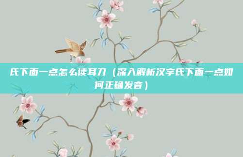 氏下面一点怎么读耳刀(深入解析汉字氏下面一点如何正确发音)