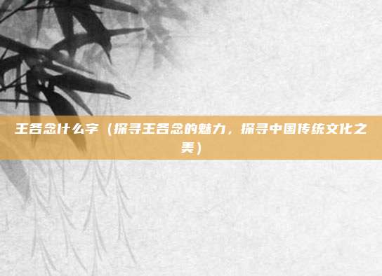 王各念什么字(探寻王各念的魅力,探寻中国传统文化之美)