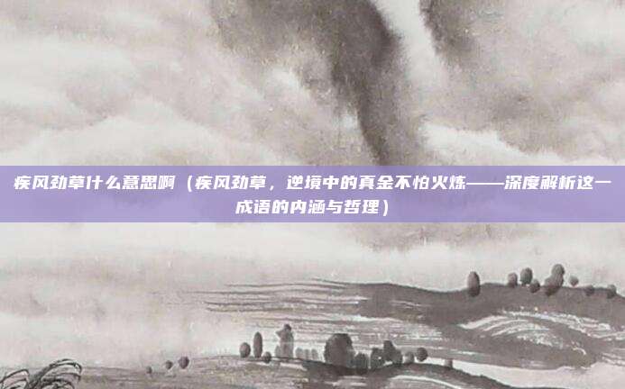疾风劲草什么意思啊(疾风劲草,逆境中的真金不怕火炼——深度解析这一成语的内涵与哲理)