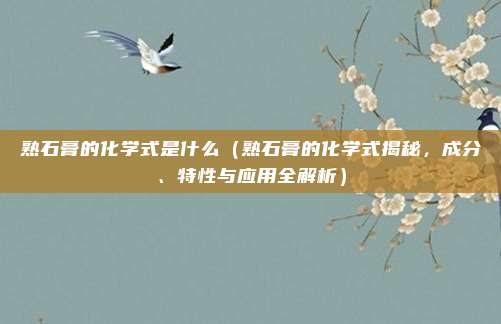 熟石膏的化学式是什么(熟石膏的化学式揭秘,成分、特性与应用全解析)