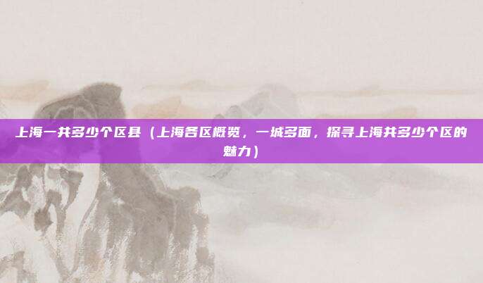 上海一共多少个区县(上海各区概览,一城多面,探寻上海共多少个区的魅力)