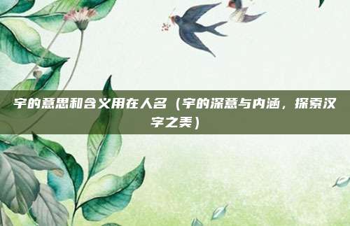 宇的意思和含义用在人名(宇的深意与内涵,探索汉字之美)