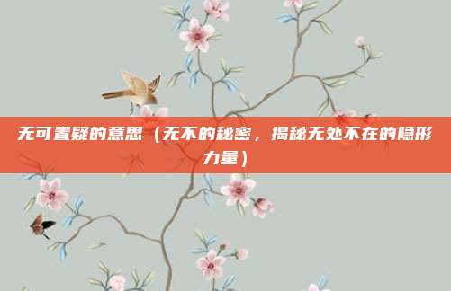 无可置疑的意思(无不的秘密,揭秘无处不在的隐形力量)