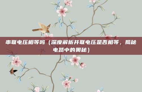 串联电压相等吗(深度解析并联电压是否相等,揭秘电路中的奥秘)