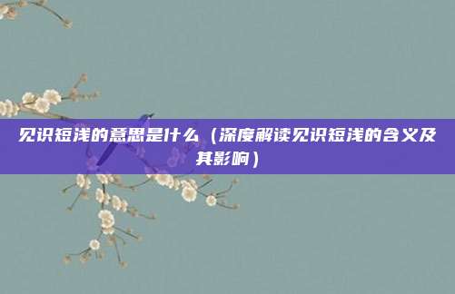 见识短浅的意思是什么(深度解读见识短浅的含义及其影响)