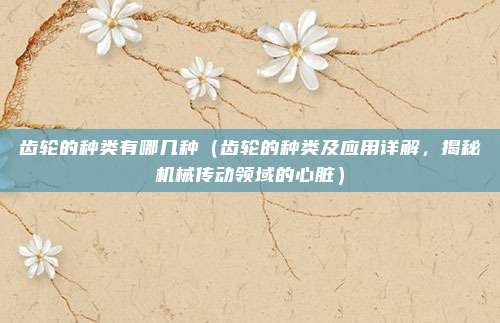 齿轮的种类有哪几种(齿轮的种类及应用详解,揭秘机械传动领域的心脏)