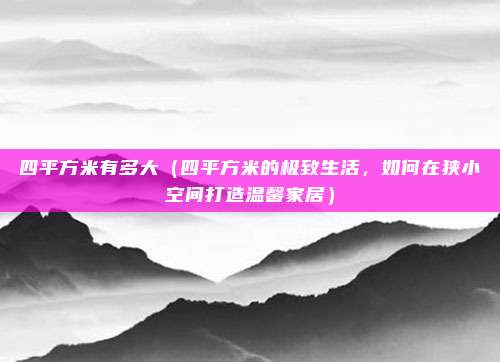 四平方米有多大(四平方米的极致生活,如何在狭小空间打造温馨家居)