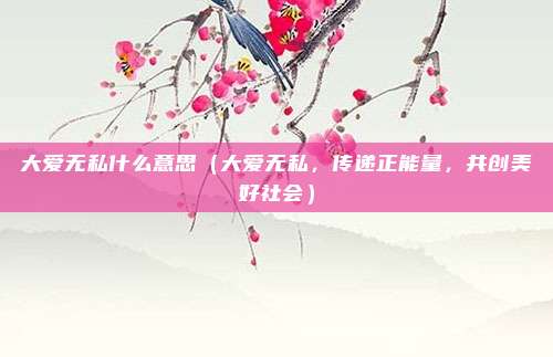 大爱无私什么意思(大爱无私,传递正能量,共创美好社会)