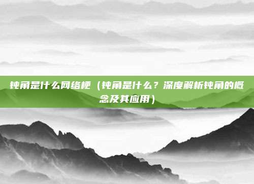 钝角是什么网络梗(钝角是什么?深度解析钝角的概念及其应用)