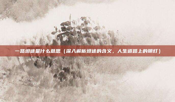 一路坦途是什么意思(深入解析坦途的含义,人生道路上的明灯)