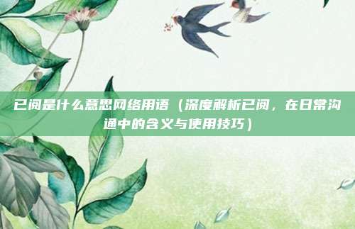 已阅是什么意思网络用语(深度解析已阅,在日常沟通中的含义与使用技巧)