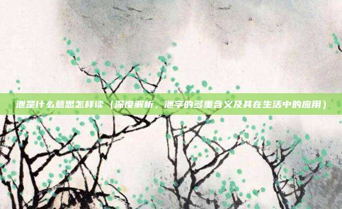 泄是什么意思怎样读(深度解析,泄字的多重含义及其在生活中的应用)