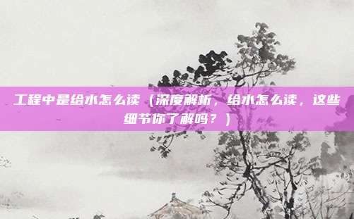 工程中是给水怎么读(深度解析,给水怎么读,这些细节你了解吗?)