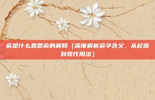 俞是什么意思俞的解释(深度解析俞字含义,从起源到现代用法)