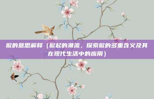 掀的意思解释(掀起的潮流,探索掀的多重含义及其在现代生活中的应用)