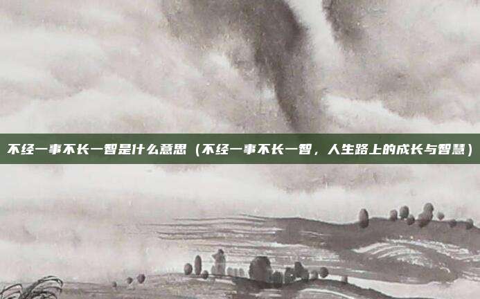 不经一事不长一智是什么意思(不经一事不长一智,人生路上的成长与智慧)