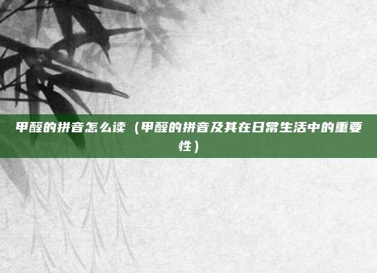甲醛的拼音怎么读(甲醛的拼音及其在日常生活中的重要性)