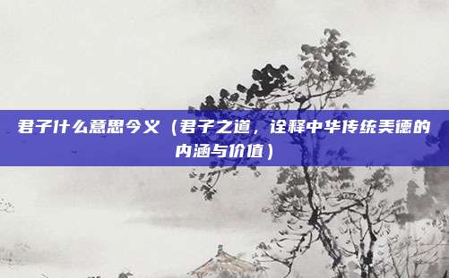 君子什么意思今义(君子之道,诠释中华传统美德的内涵与价值)