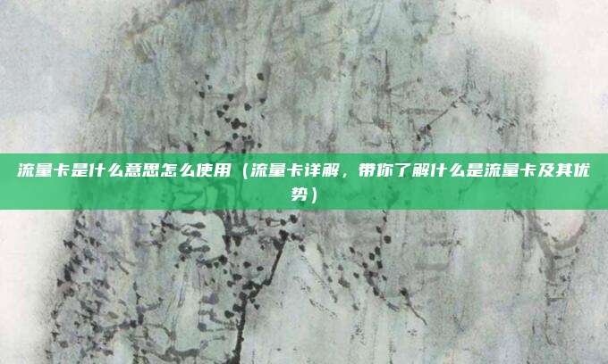 流量卡是什么意思怎么使用(流量卡详解,带你了解什么是流量卡及其优势)