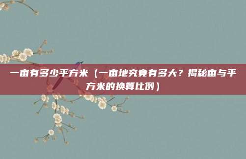 一亩有多少平方米（一亩地究竟有多大？揭秘亩与平方米的换算比例）