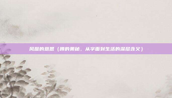 风靡的意思(蹲的奥秘,从字面到生活的深层含义)