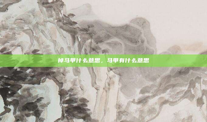 掉马甲什么意思，马甲有什么意思