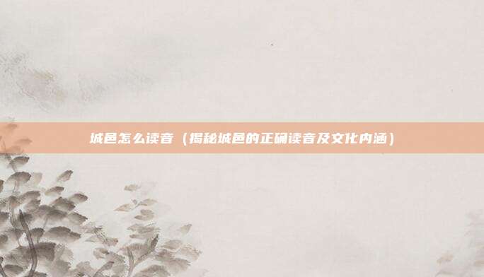 城邑怎么读音(揭秘城邑的正确读音及文化内涵)