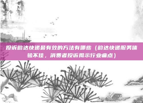 投诉韵达快递最有效的方法有哪些(韵达快递服务体验不佳,消费者投诉揭示行业痛点)