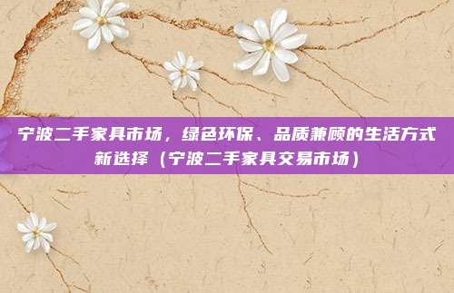宁波二手家具市场,绿色环保、品质兼顾的生活方式新选择(宁波二手家具交易市场)