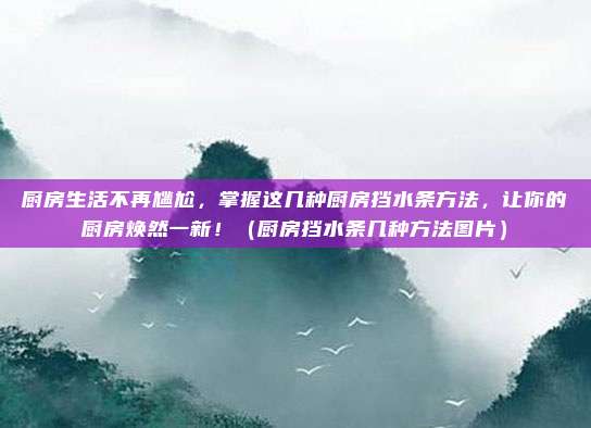 厨房生活不再尴尬,掌握这几种厨房挡水条方法,让你的厨房焕然一新!(厨房挡水条几种方法图片)